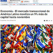 Economa.- El mercado transaccional de Amrica Latina moviliza un 9% ms de capital hasta noviembre